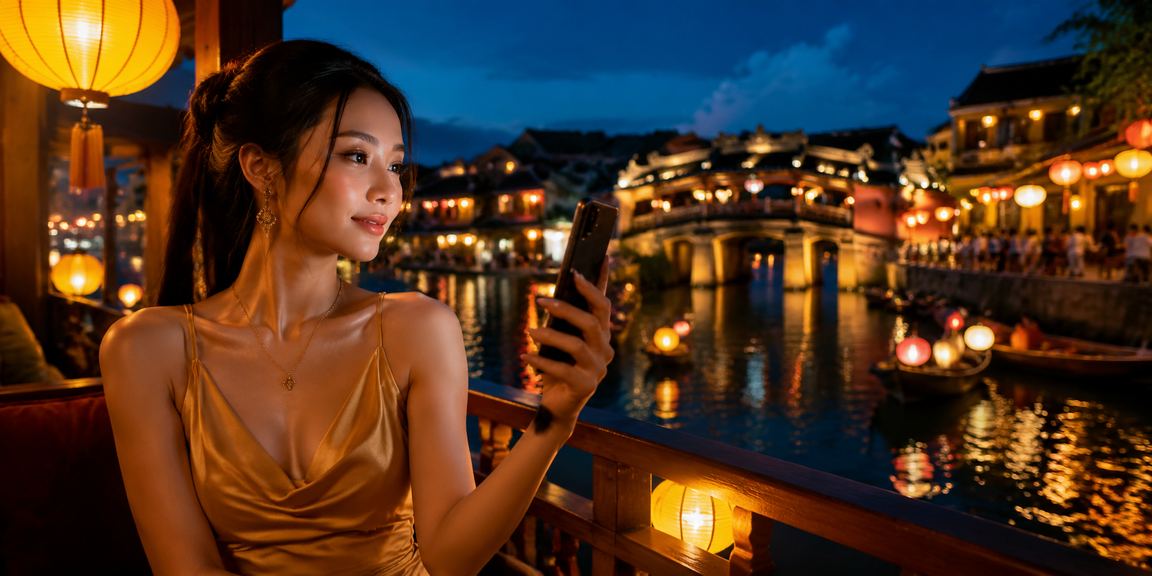Người chơi trải nghiệm tiền thưởng trên thiết bị di động tại Hội An